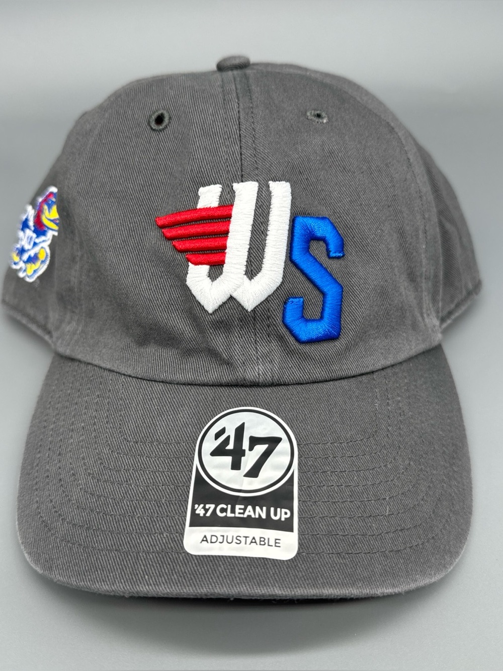 Wichita Wind Surge x Kansas Jayhawks ‘47 Brand Clean Up Gray Adjustable Hat Cap